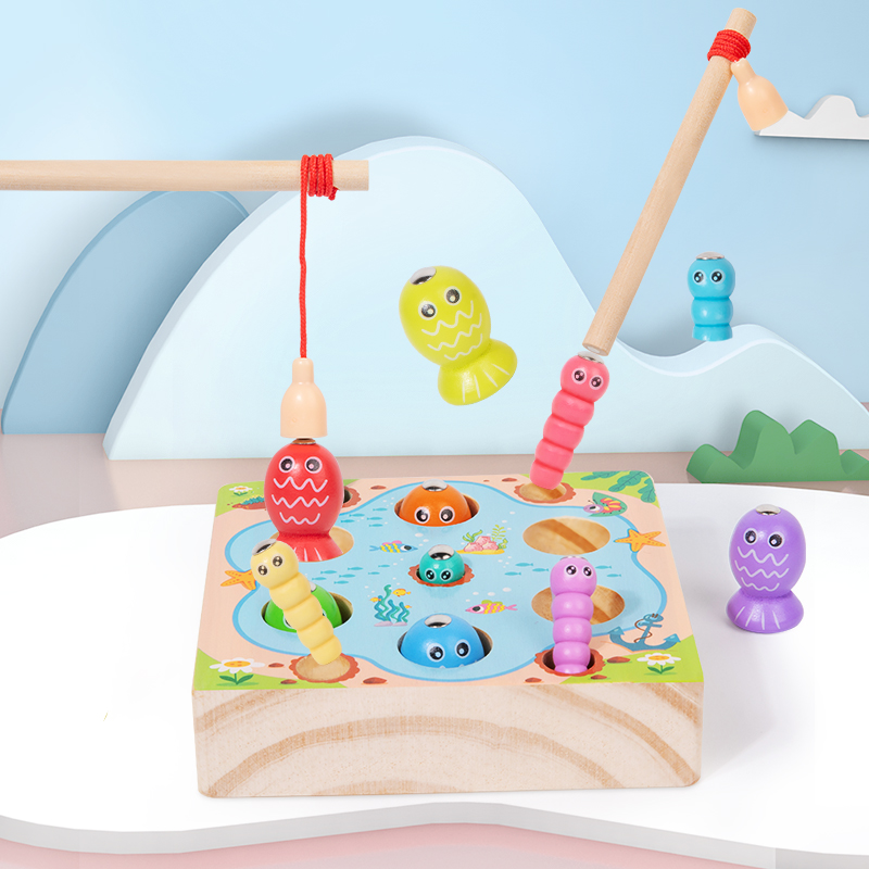 Montessori Shelf Toy - Mainan Permainan Memancing Kayu Anak-anak Mainan