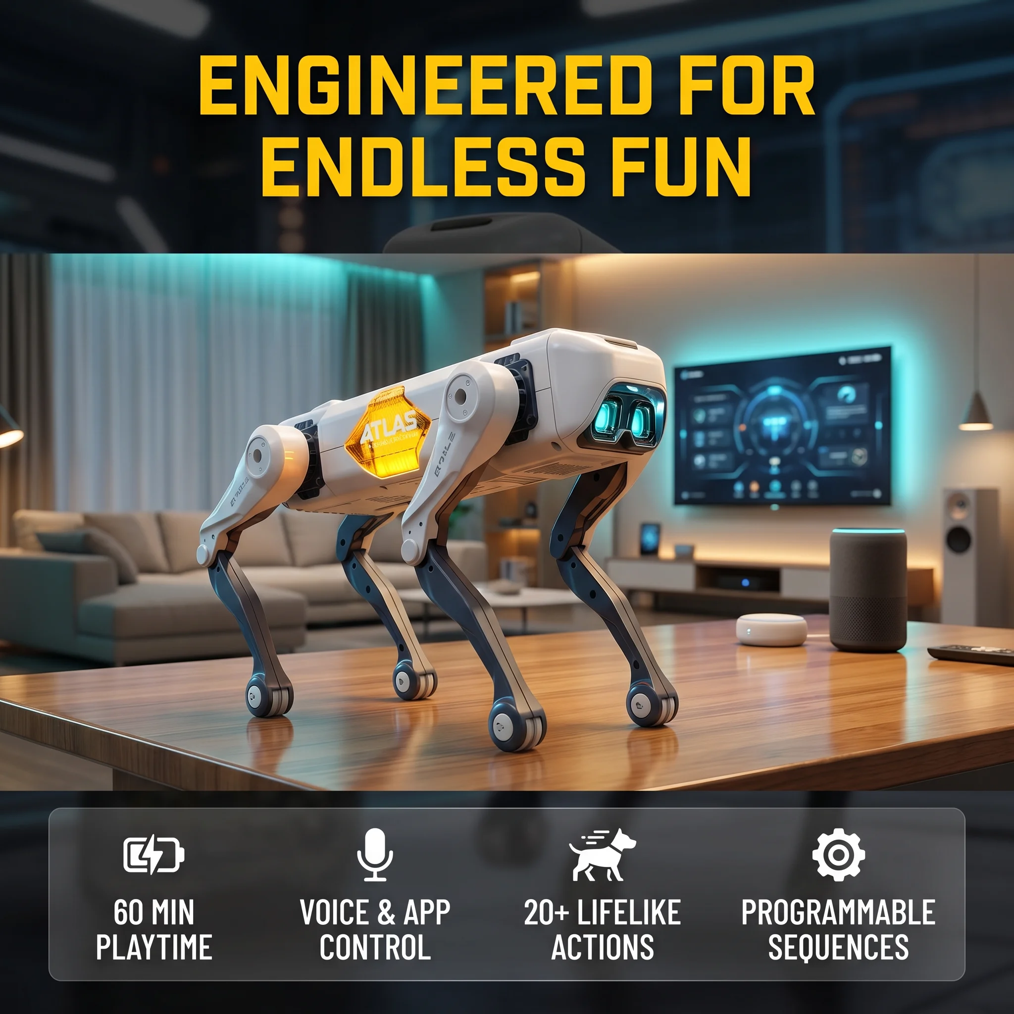 Kid Education - Robot Anjing Pintar AI, Kontrol Suara