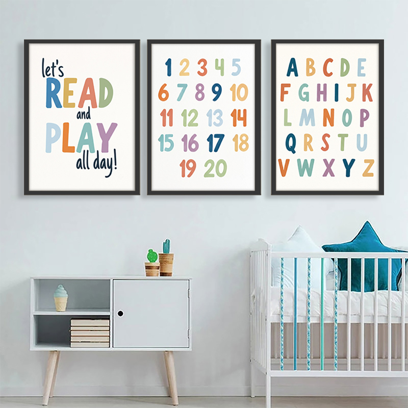Set Seni Dinding Kanvas Angka  - Kids Education Quote ulasan dan harga