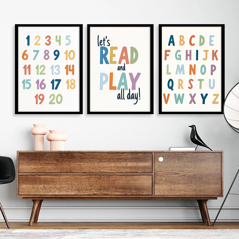 Set Seni Dinding Kanvas Angka  - Kids Education Quote ulasan dan harga