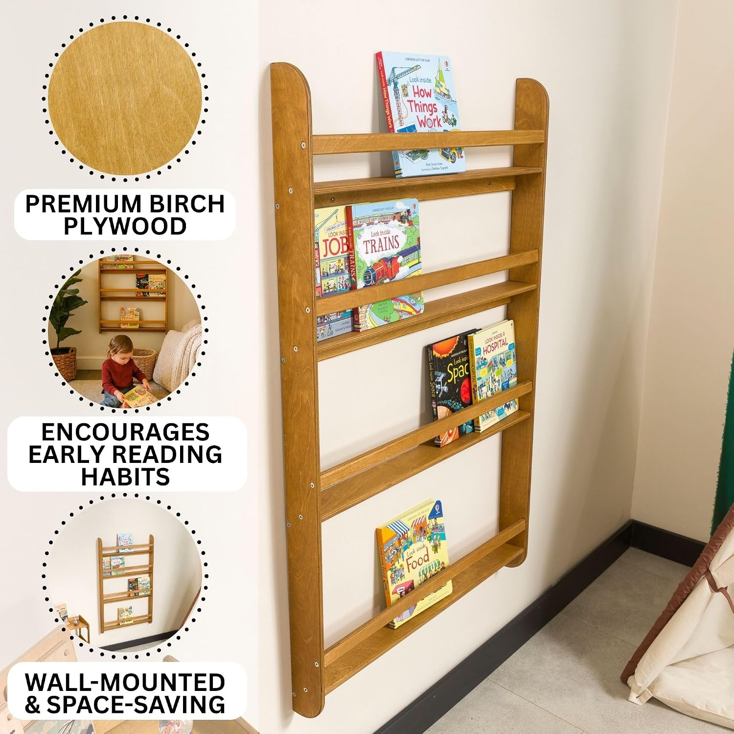 Rak Buku Dinding Montessori, P - Montessori Shelf Toy ulasan dan harga