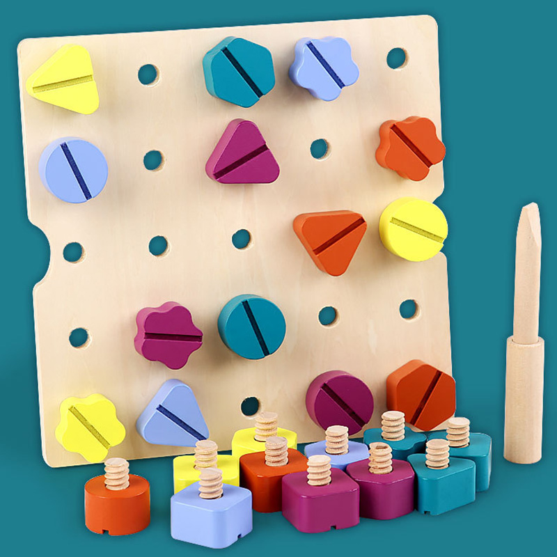 Anak-anak Kayu Sekrup Mur Pemb - Montessori Shelf Toy ulasan dan harga