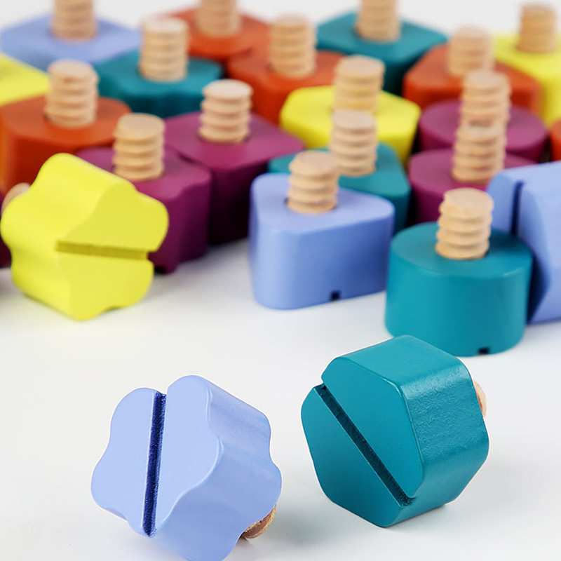 Anak-anak Kayu Sekrup Mur Pemb - Montessori Shelf Toy ulasan dan harga