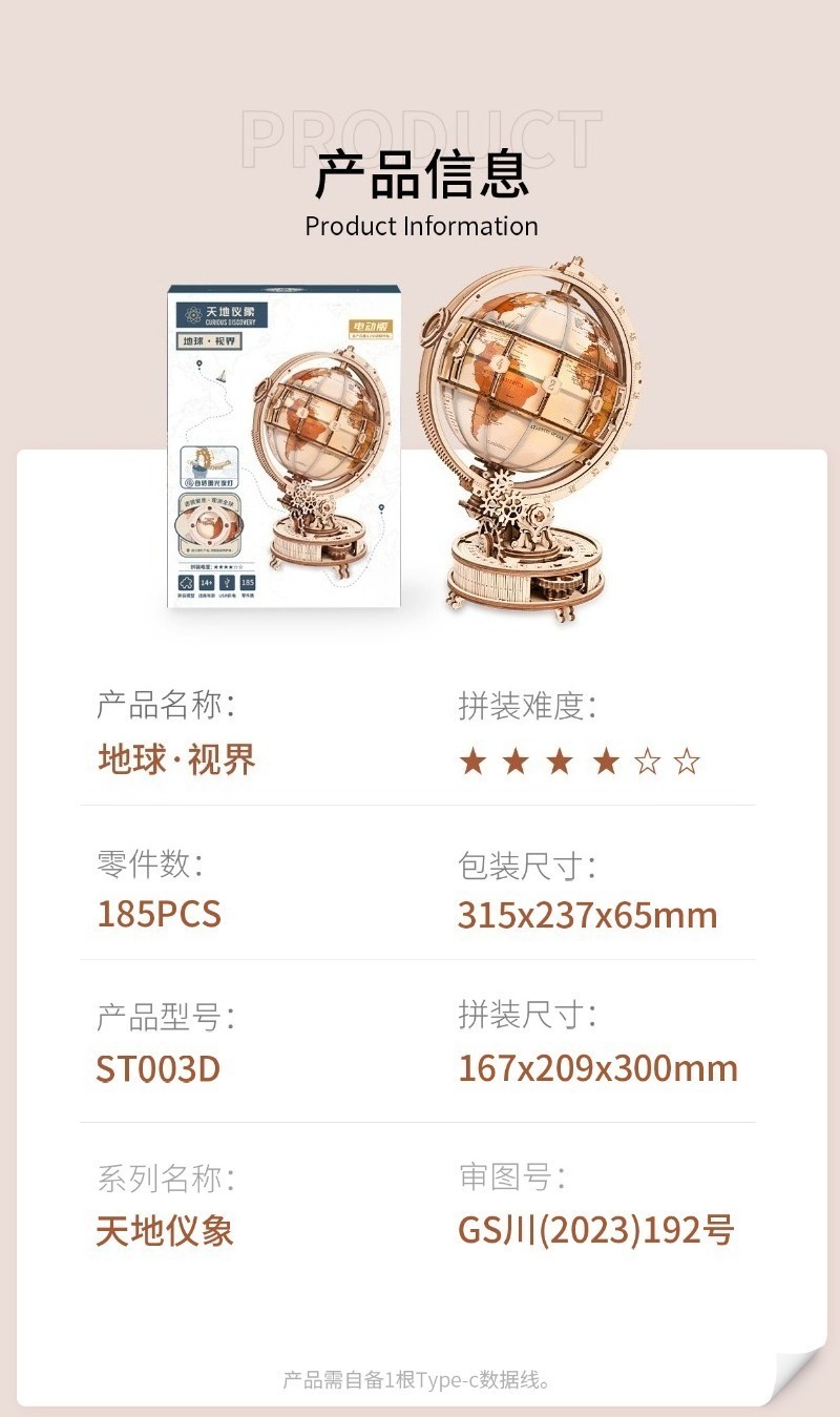 Kit Bangunan Globe Elektrik 3D - Puzzle Map World ulasan dan harga