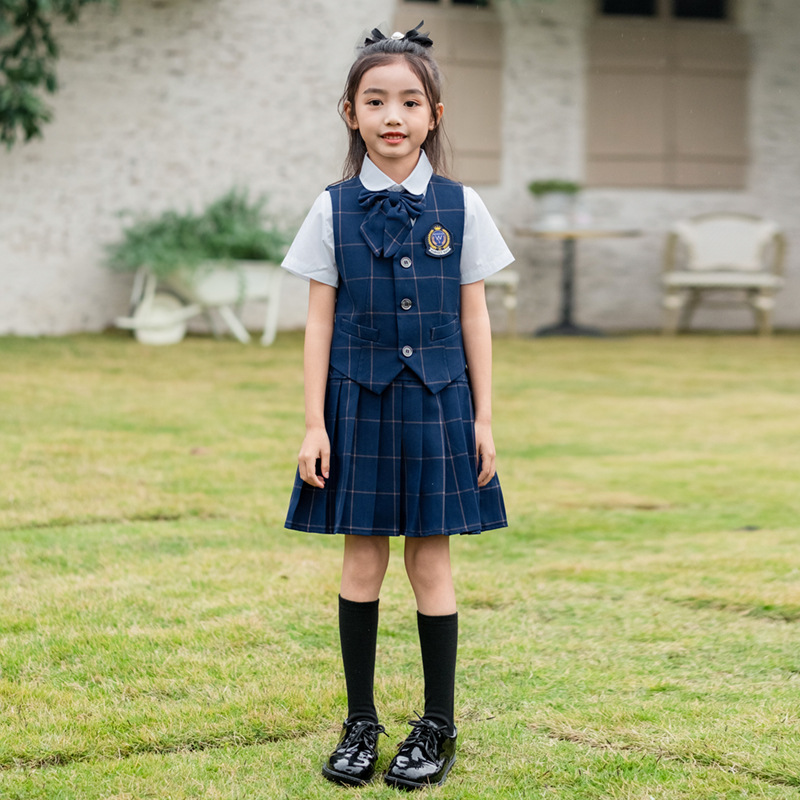 Setelan Kemeja Rompi Kotak-kot - Kids Education School ulasan dan harga