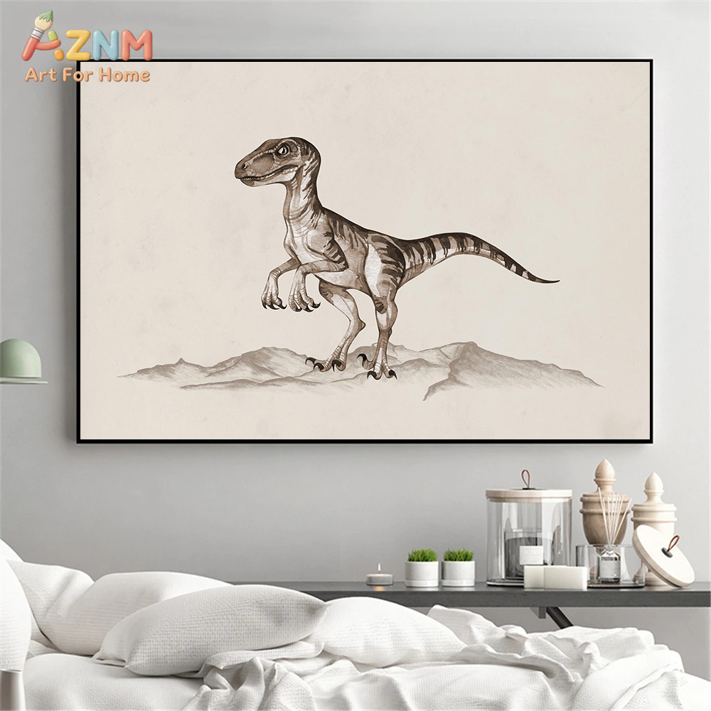Seni Dinding Kanvas Dinosaurus - Kids Education Quote ulasan dan harga