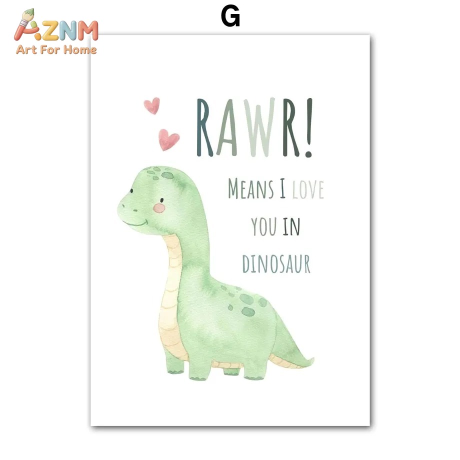AZNM Lukisan Kanvas Dinosaurus - Kids Education Quote ulasan dan harga